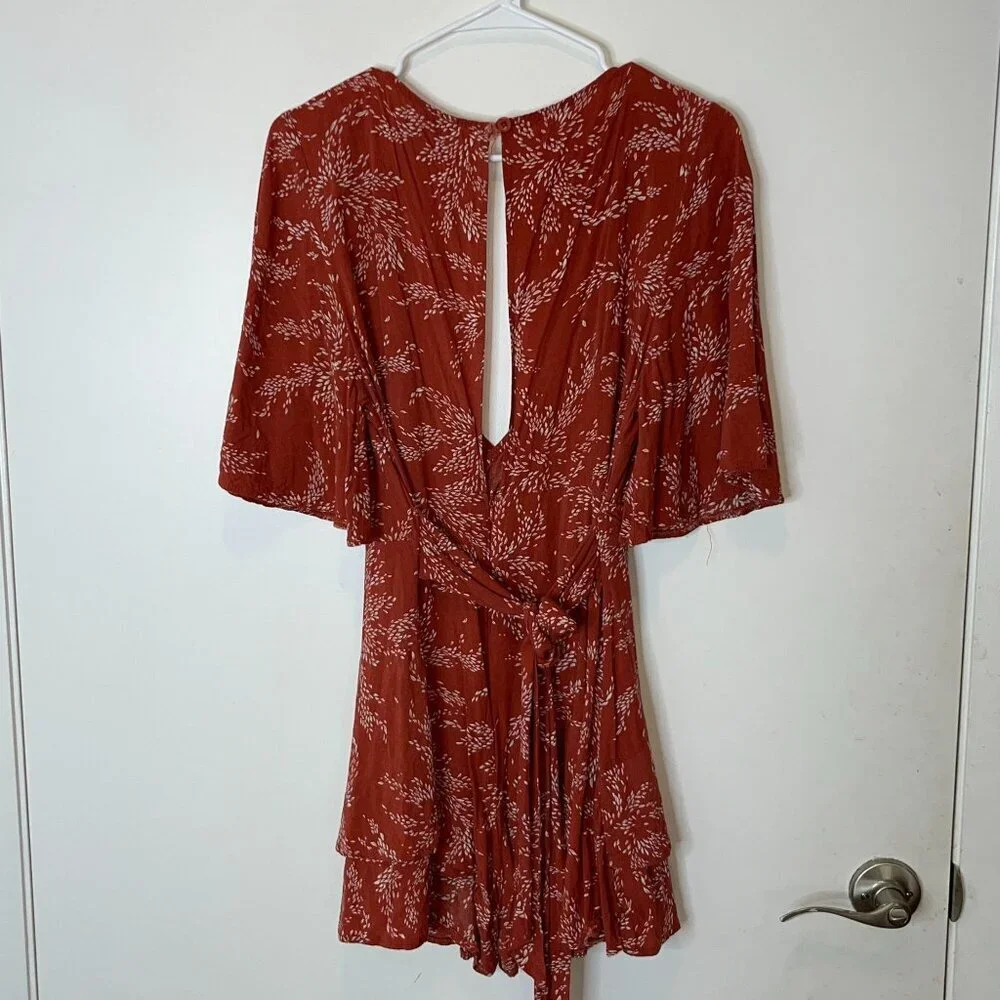 POLLY Rust Wrap Romper Ruffle Size 12